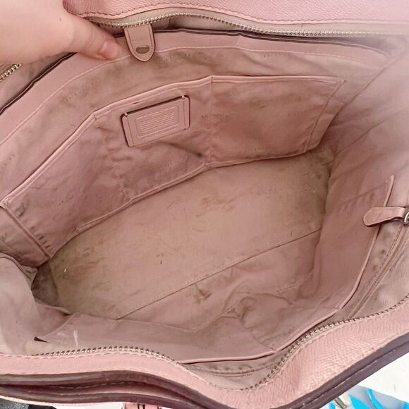 Coach Turnlock Tote In Blossom Light Pink Leather Tote Balletcore Coquette - Picture 10 of 12